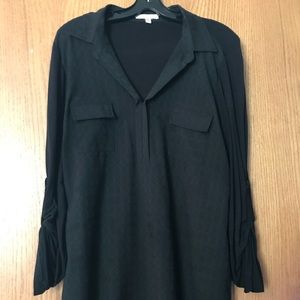 Stitch Fix Black Ferris Mix Material Collared Top